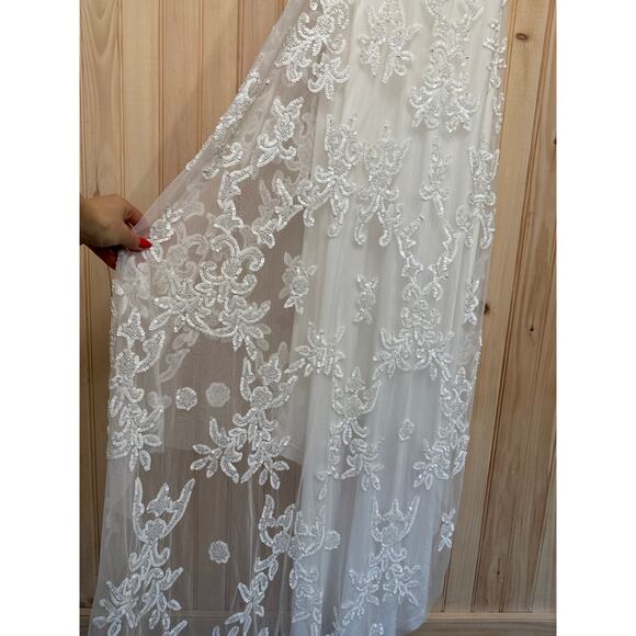 NWT Lulus Everlasting Passion White Sequin Beaded Backless Maxi Dress Bride XXS - Picture 7 of 12